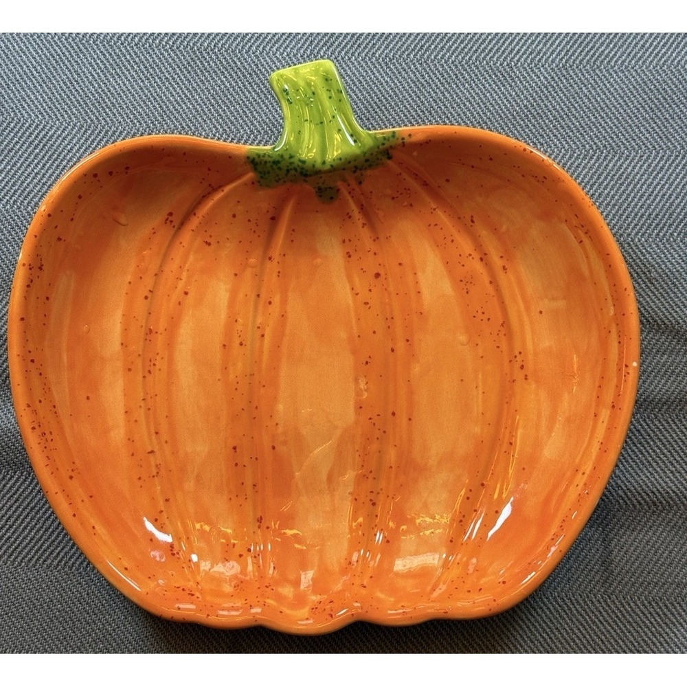 Ceramic Pumpkin Serving Plate Dish Glazed Ceramic Fall Home Decor
